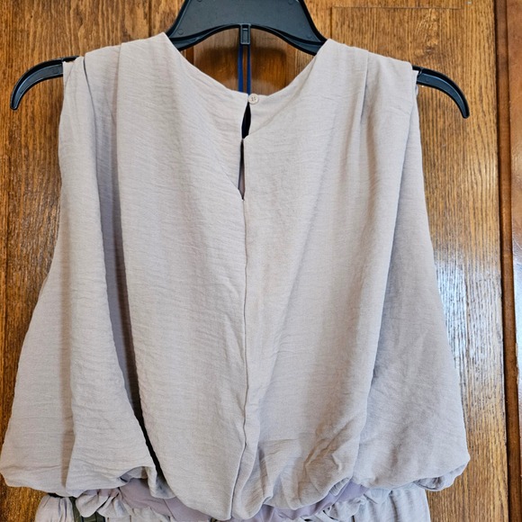 Dakatoo Tan 2 pc Outfit Puff Sleeveless Top Drawstring Waist Wide Leg Pant NWT - Picture 10 of 14